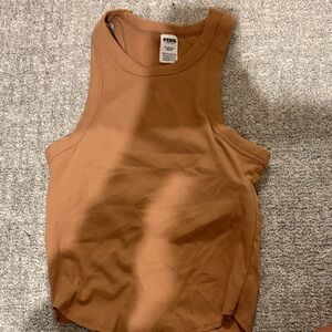 PINK Victoria's Secret Tan Ribbed Tank Top